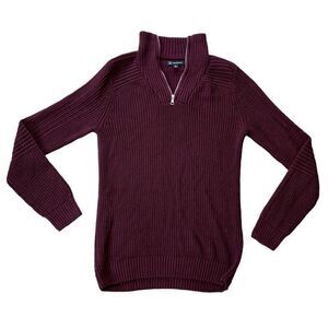 🐿️ Inc International Concepts Men's Matthew Quarter-Zip Burgundy Sweater Medium